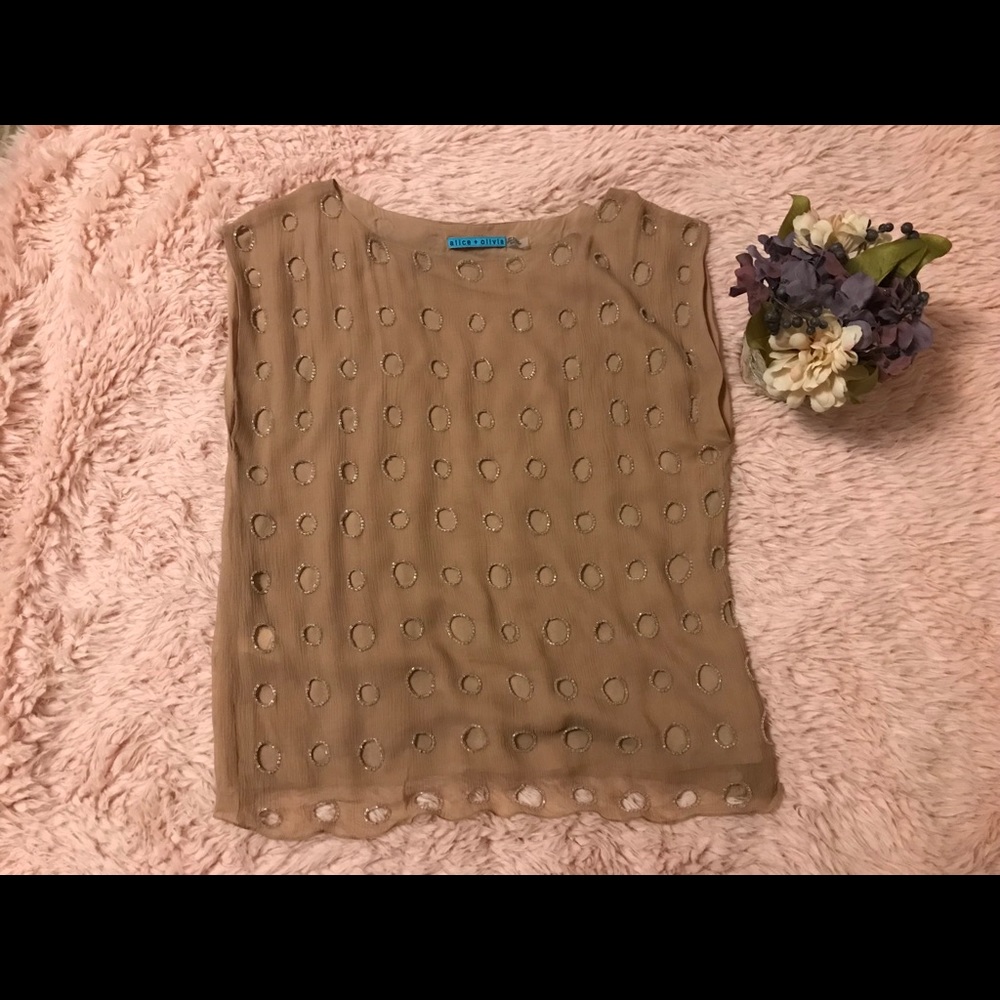 alice + olivia bugles embroidered top